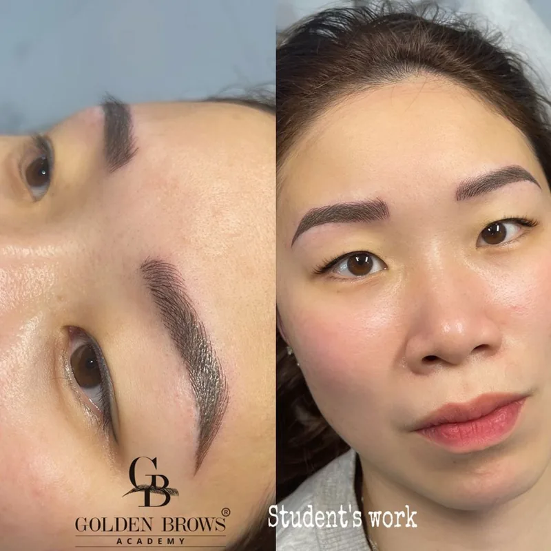 Student's work: brows, before and after