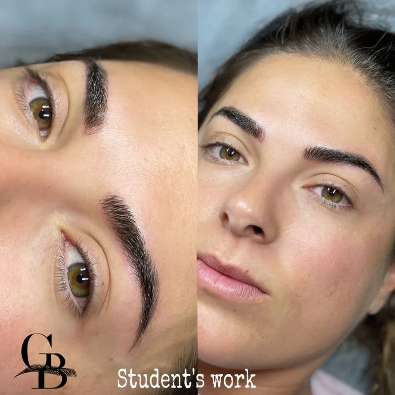 Student's work: brows, before and after