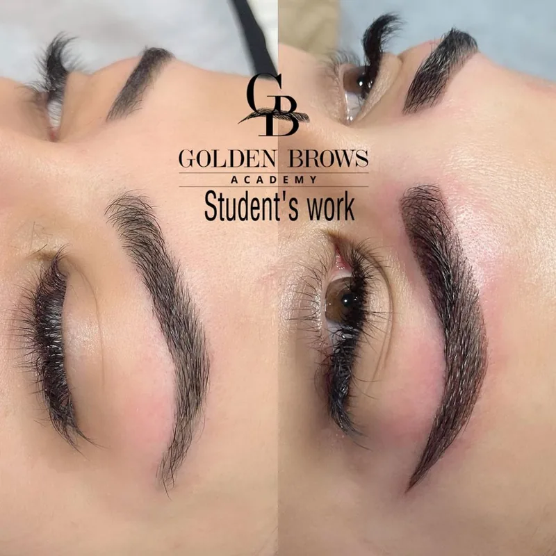 Student's work: brows, before and after