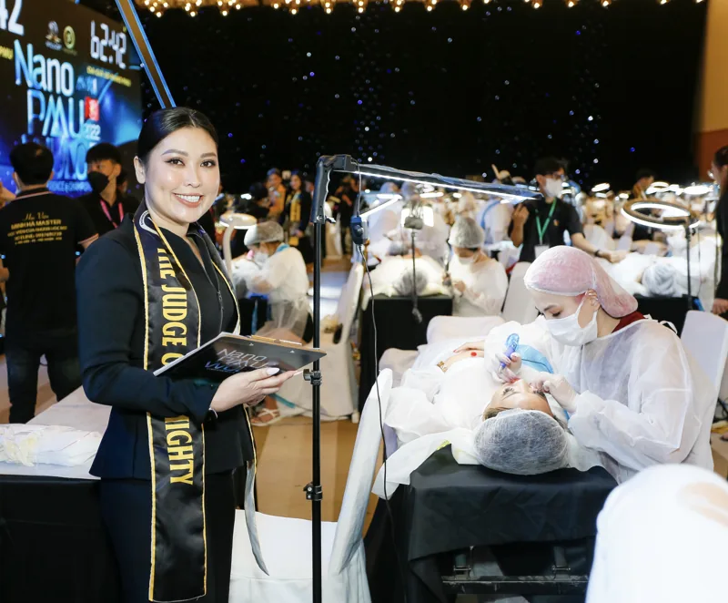 Tina judging at a competition